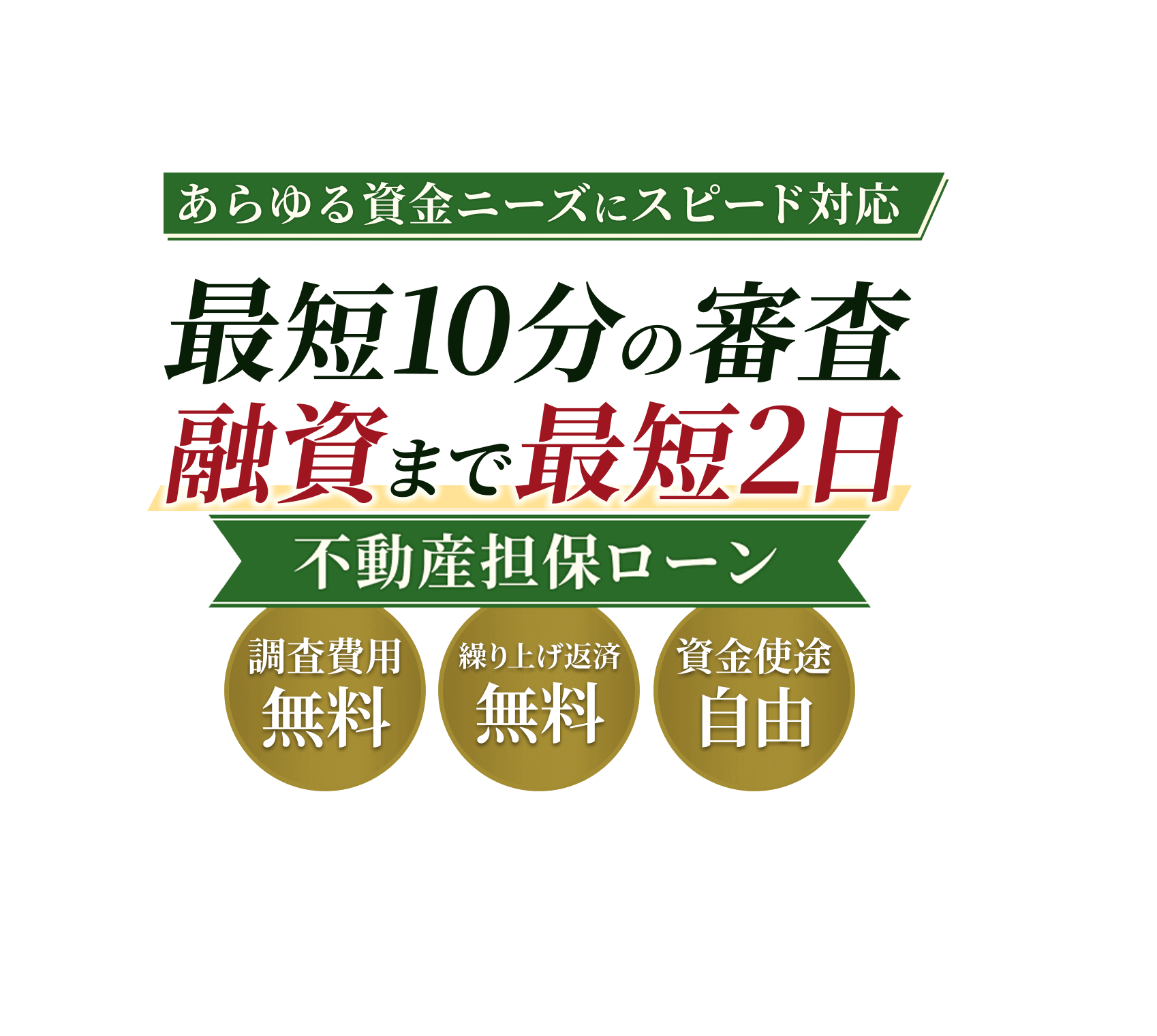 あらゆる資金ニーズにスピード対応 最短10分の審査融資まで最短2日